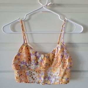 Billabong Orange Floral Crop Top Size Medium